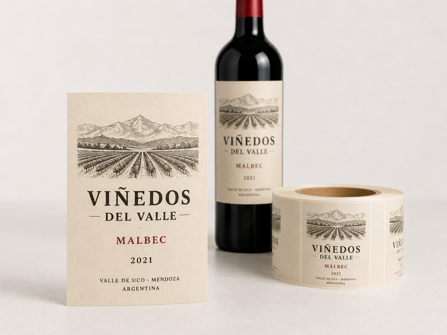 Etiquetas para botellas, cajas y promociones de bebidas