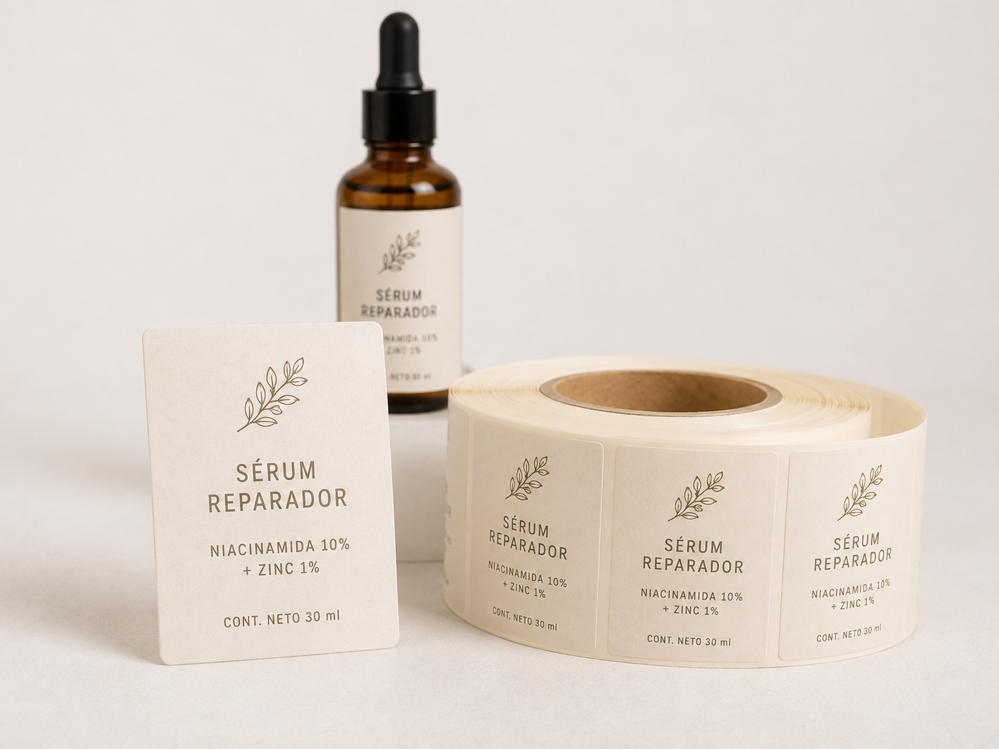 Etiquetas premium para envases de cosméticos y cuidado personal